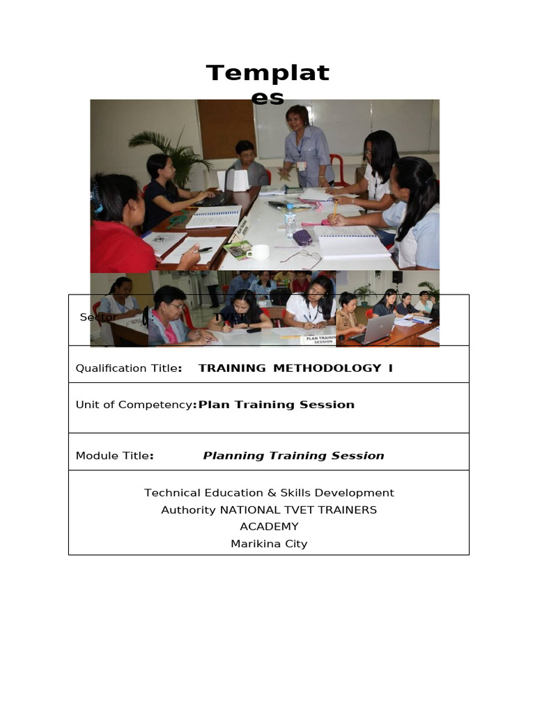 Training Methodology I Session Plan Template | PDF | Learning | Pipe ...