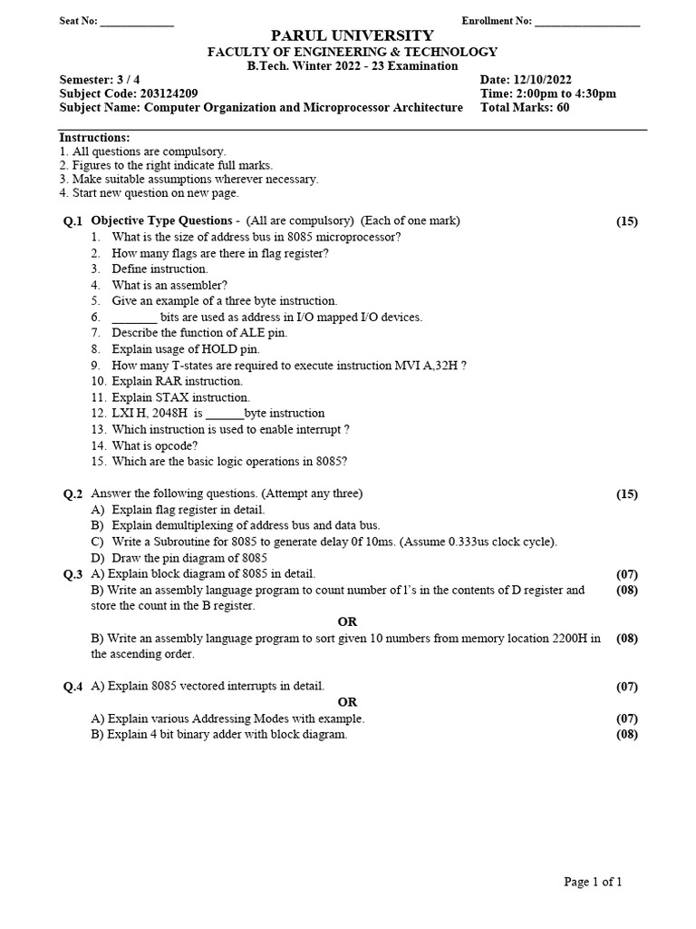 4426 Question Paper | PDF | Assembly Language | Integrated Circuit