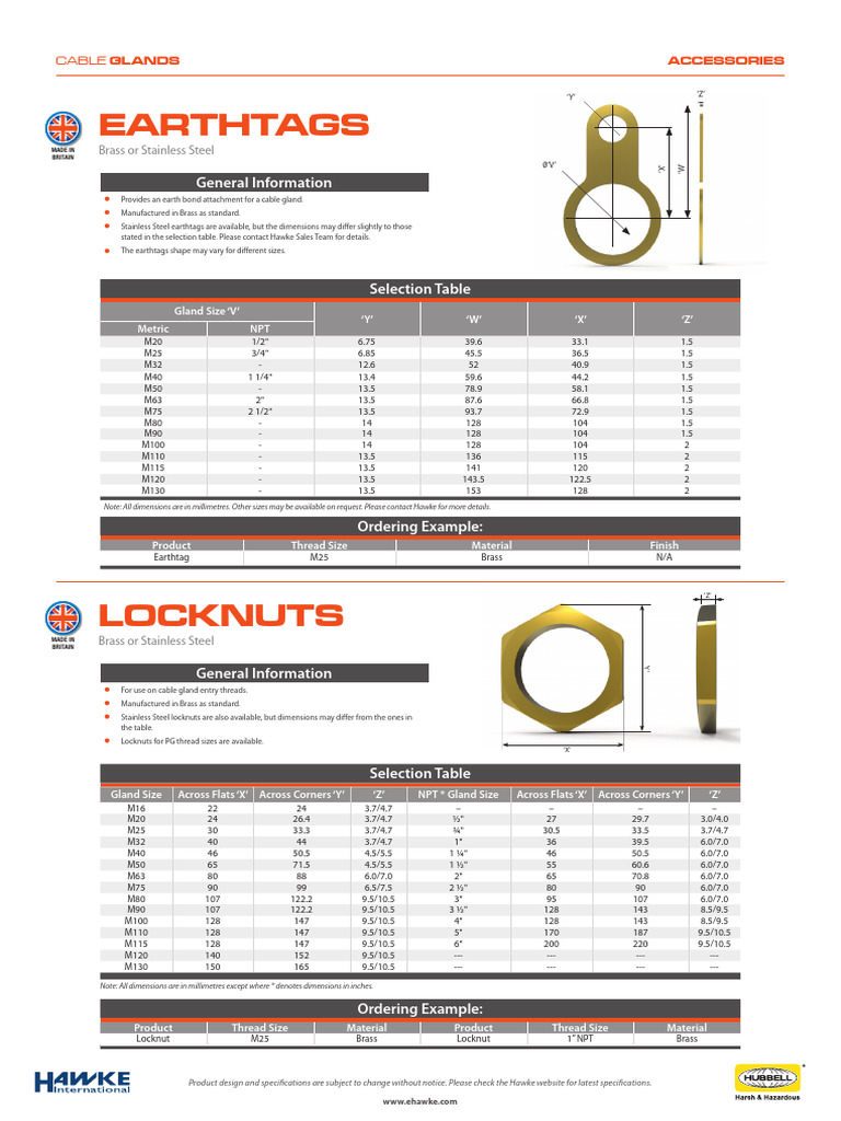 Hawke Cable Glands and Accessories Guide | PDF | Machining | Plumbing