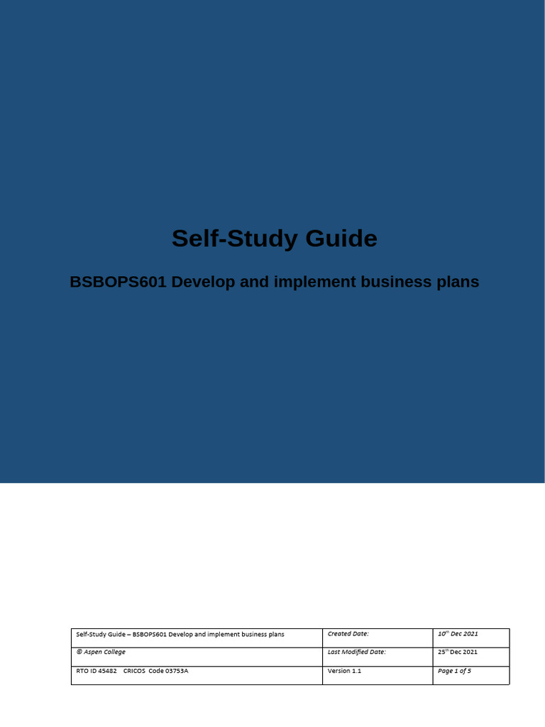 BSBOPS601 Task 1 Study Guide | PDF | Learning | Cognition