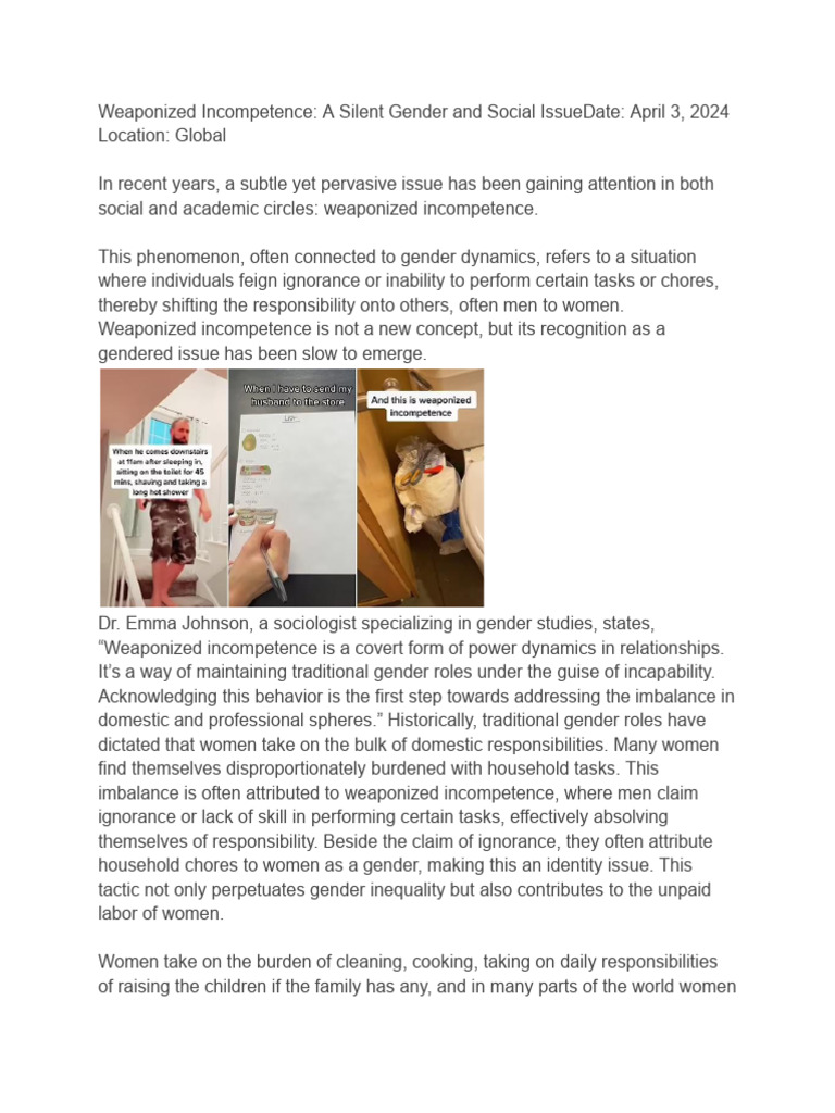 Understanding Weaponized Incompetence | PDF | Gender | Gender Studies