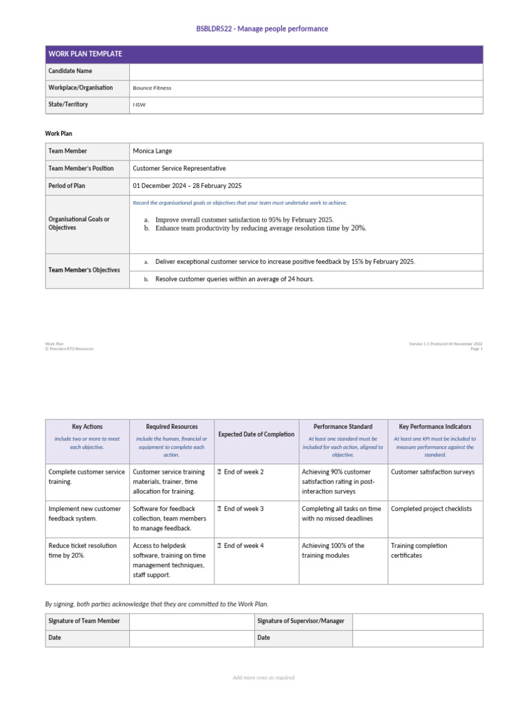 Performance Management Work Plan | PDF | Performance Indicator ...