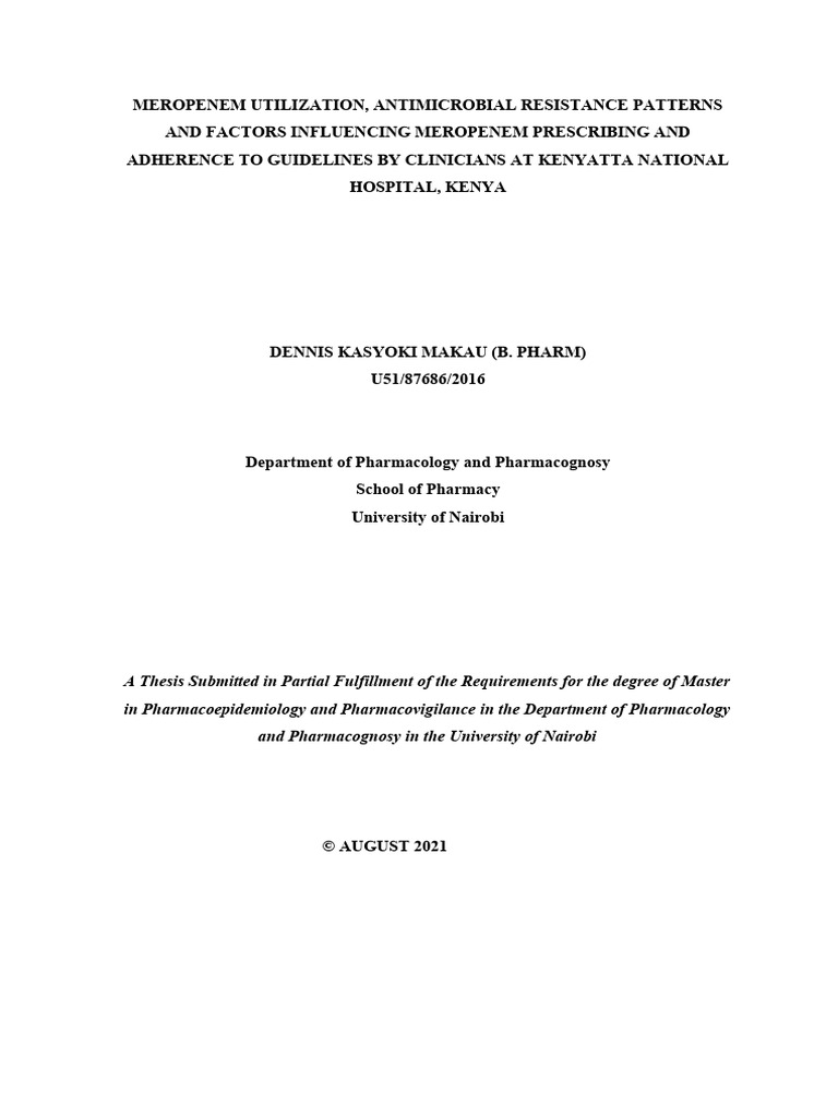 Makau meropenem utilization antimicrobial resistance patterns and