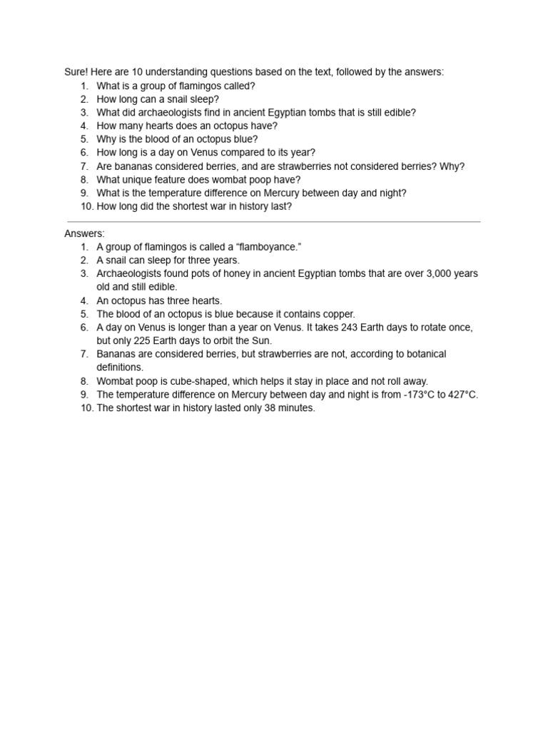 Questions Fun Facts | PDF