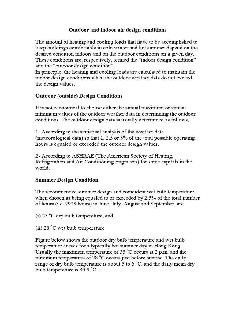 Outdoor and Indoor Design Conditions | PDF | Air Conditioning | Heat ...