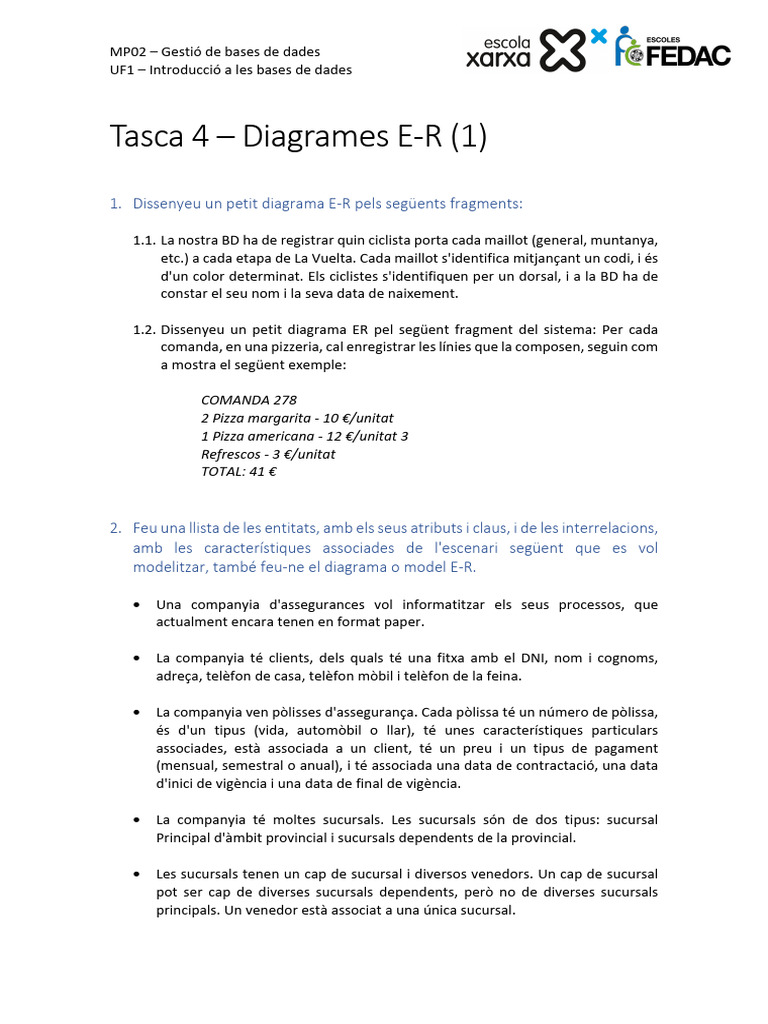7747 20241017 Exercici Tasca 4 Diagrames E R 1 | PDF