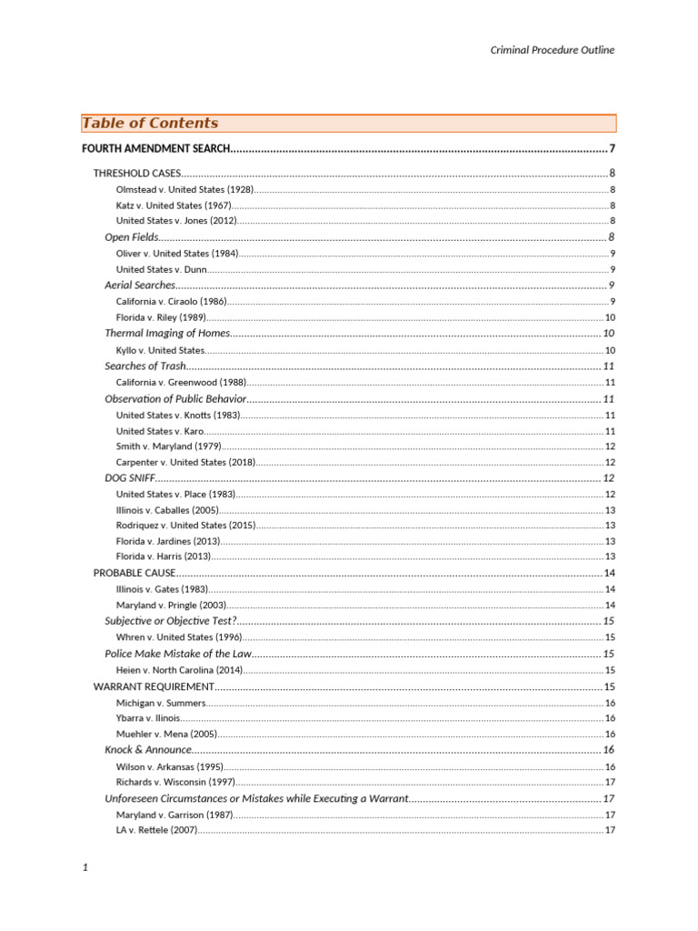 Crim Pro Outline KCC | PDF | Search And Seizure | Fourth Amendment To ...