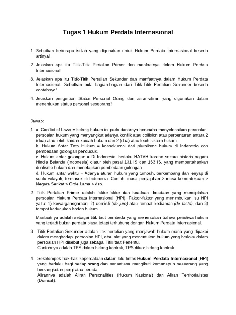 Titik Pertalian dalam Hukum Perdata Internasional | PDF