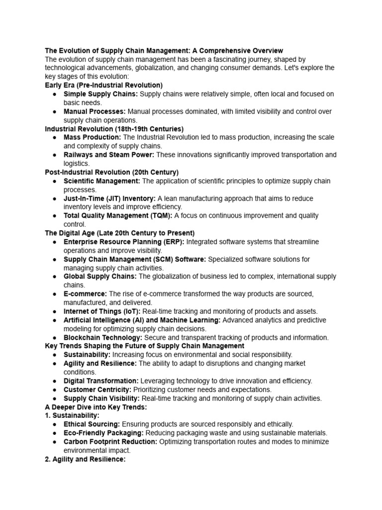 Evolution of Supply Chain Management | PDF | Supply Chain | Supply ...