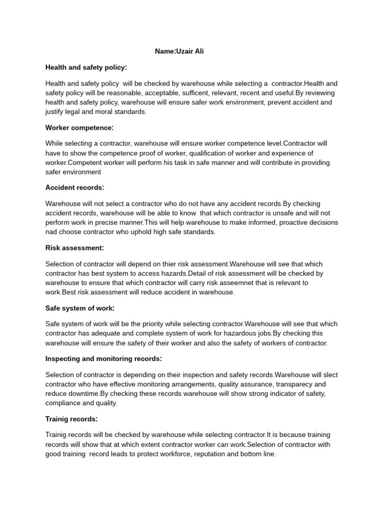 Task 3 | PDF | Occupational Safety And Health | Safety