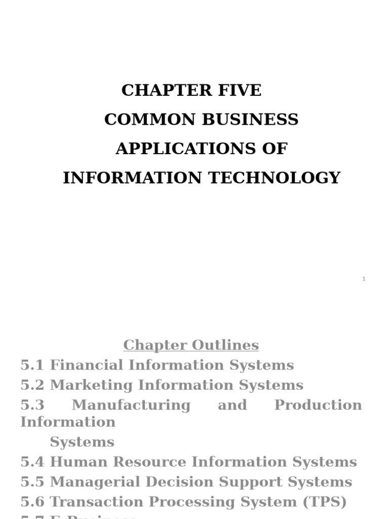 CHAPTER FIVE - Information Technology For Decision Making | PDF ...