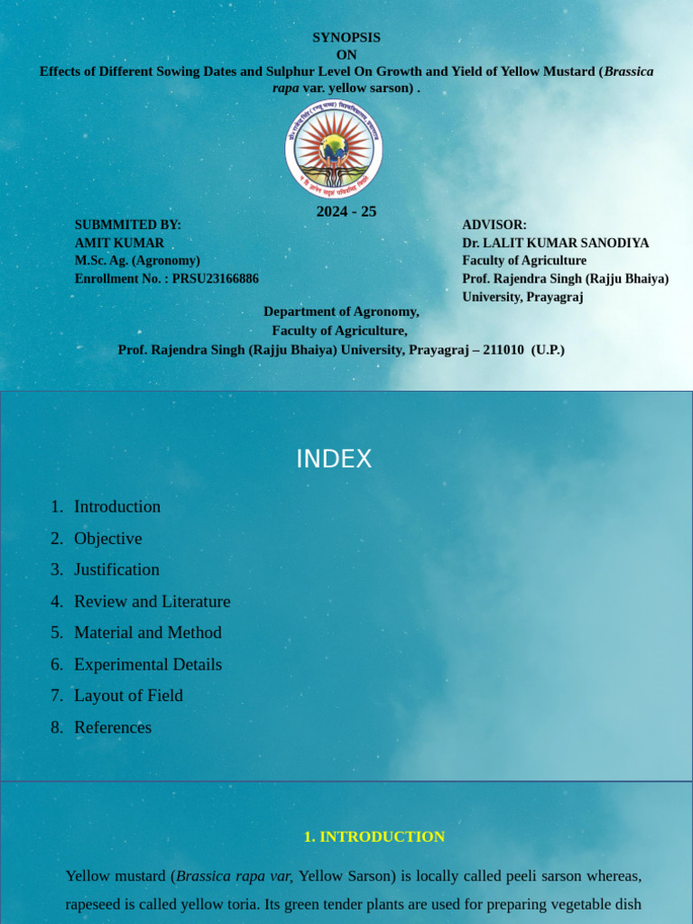 Synopsis Presentation | PDF | Rapeseed