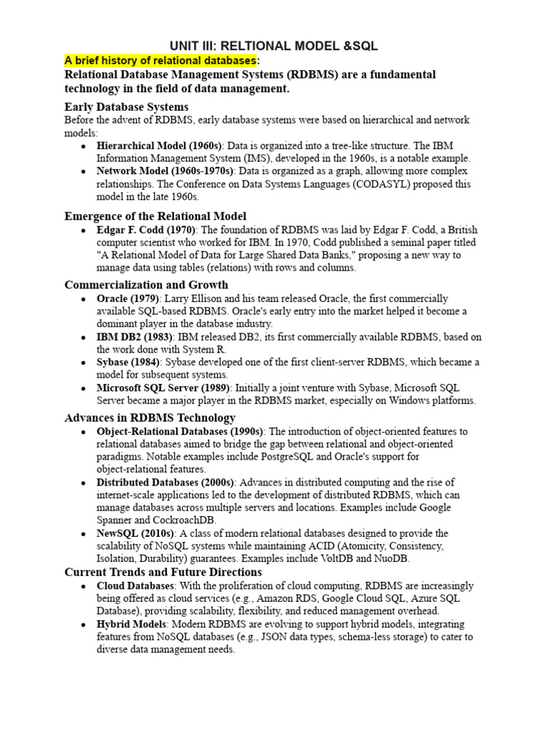 Dbms Unit Iii Docx Pdf Relational Database Databases