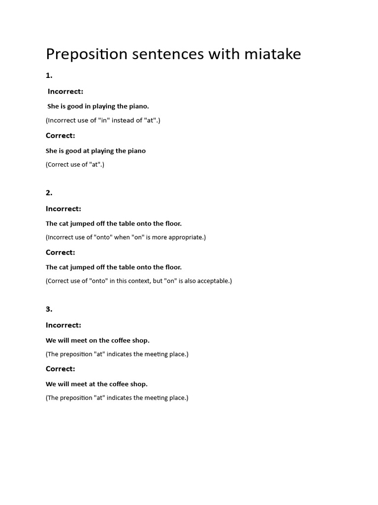 Preposition Mistake | PDF | Adverb | Noun