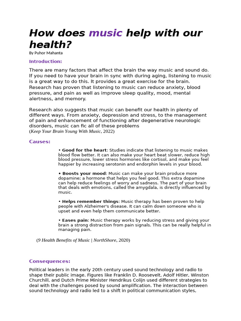 How does music help with our health pdf stress biology mood