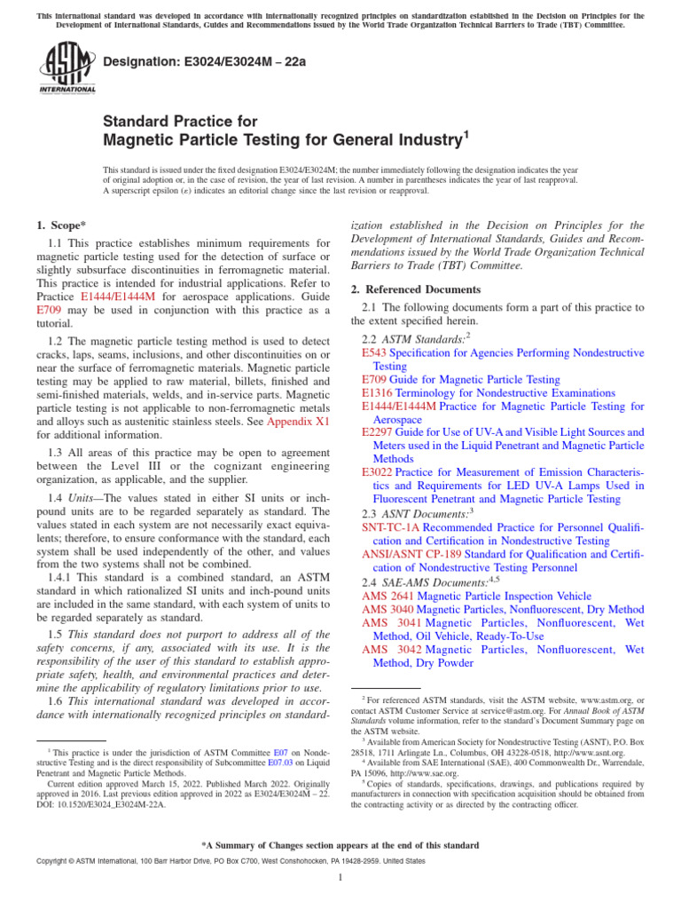 Astm Standard For Magnetic Particle Testing