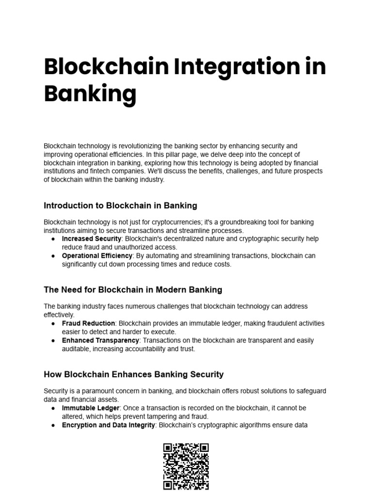 Blockchain Integration in Banking | PDF | Banks | Regulatory Compliance