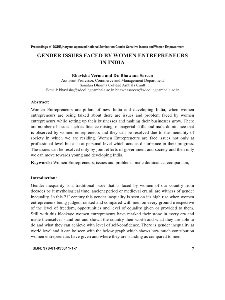 Gender Challenges for Women Entrepreneurs in India | PDF ...