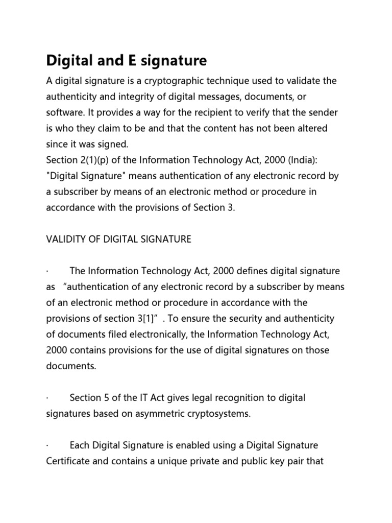 Digital Sign and Electronic Sign | PDF | Public Key Cryptography | Key ...