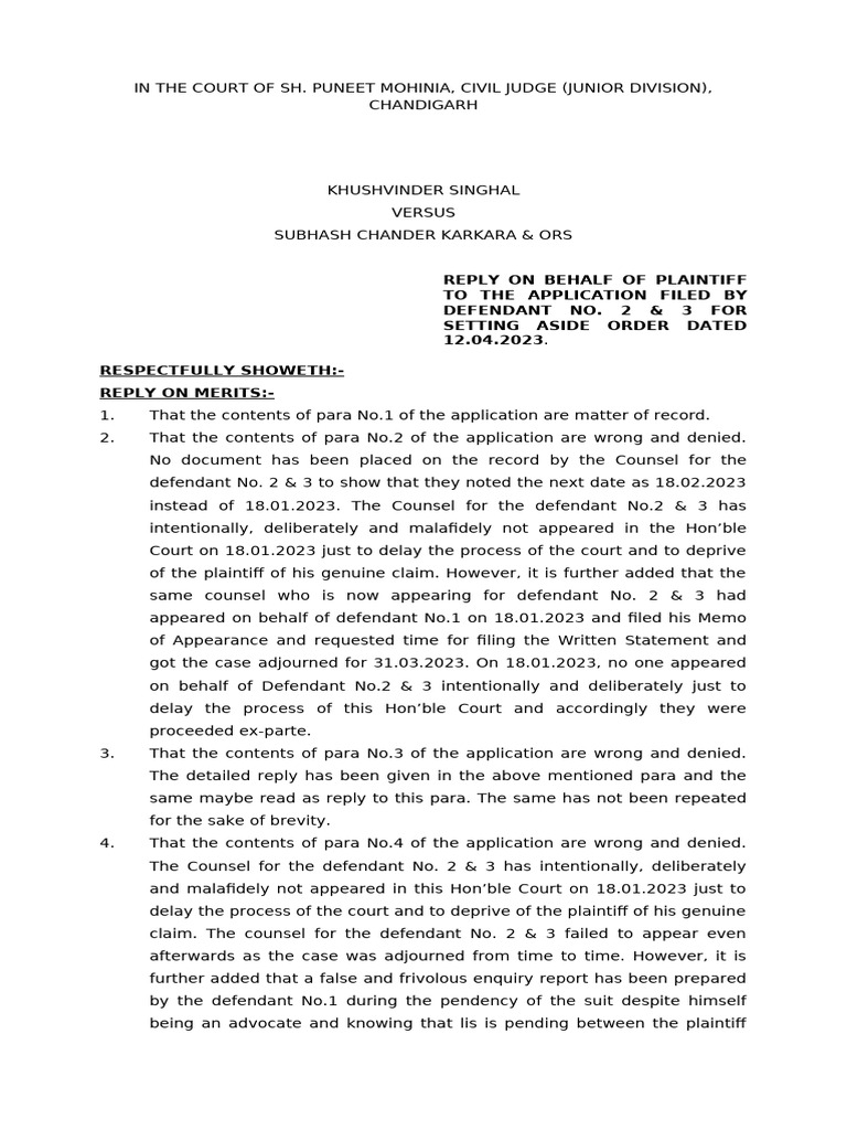 Reply to Application for Ex Parte Order | PDF | Justice | Crime & Violence