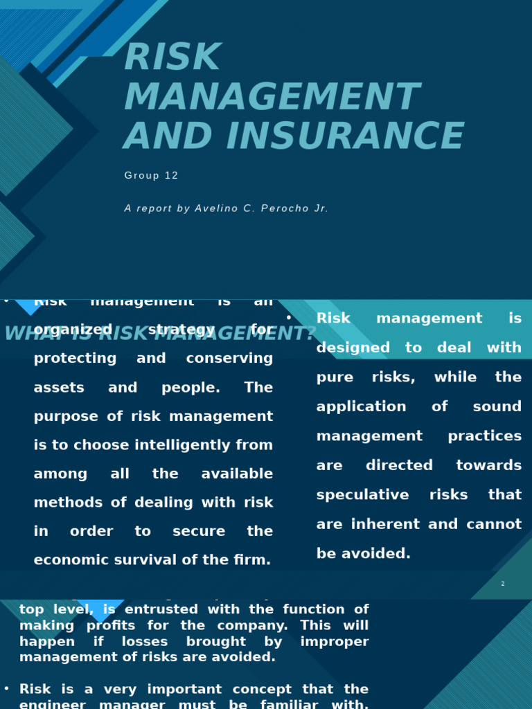 RISK MANAGEMENT AND INSURANCE PDF Risk Insurance