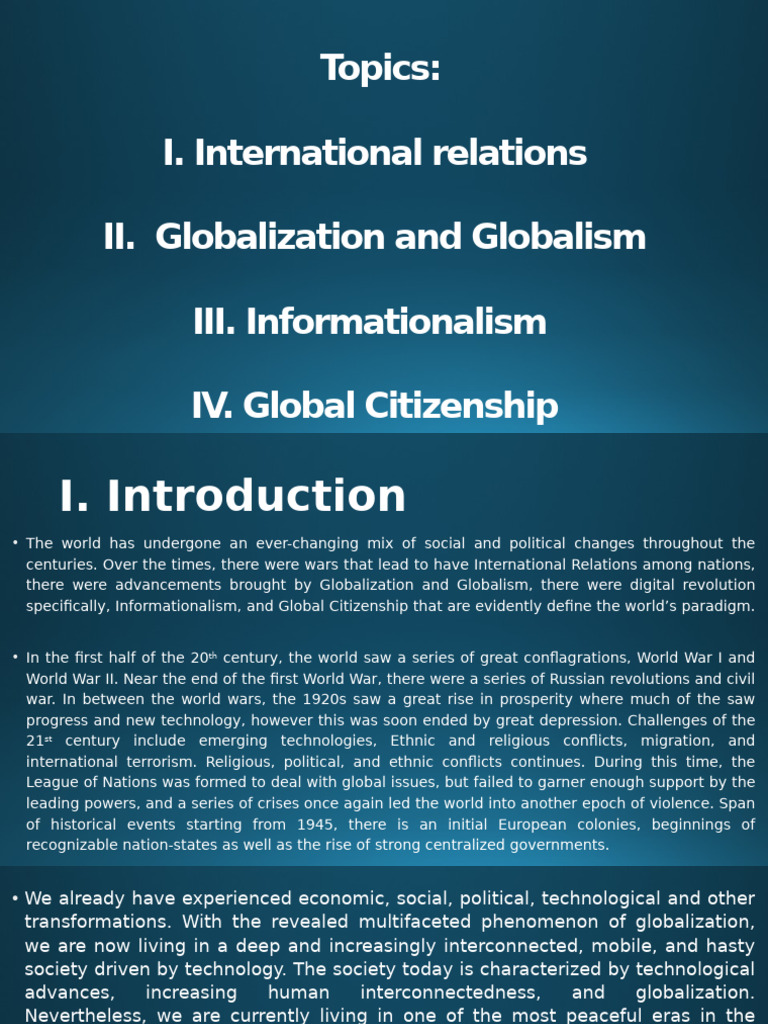 Understanding Globalization and IR Dynamics | PDF | International ...