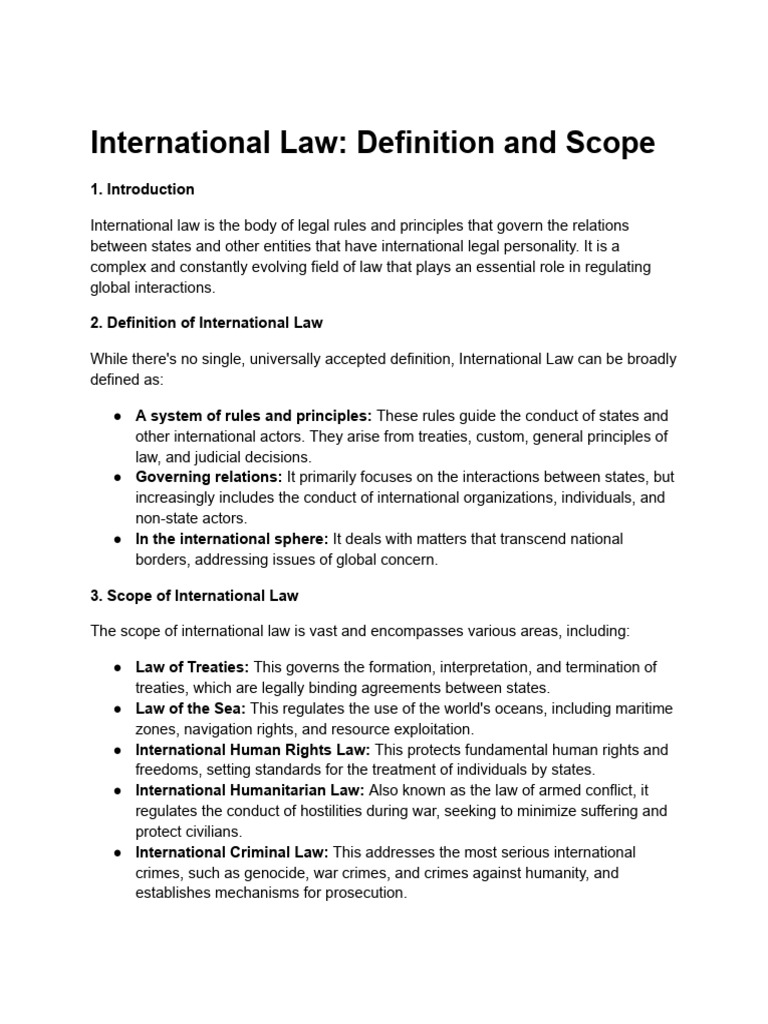 Overview of International Law Scope | PDF | International Law | Global ...