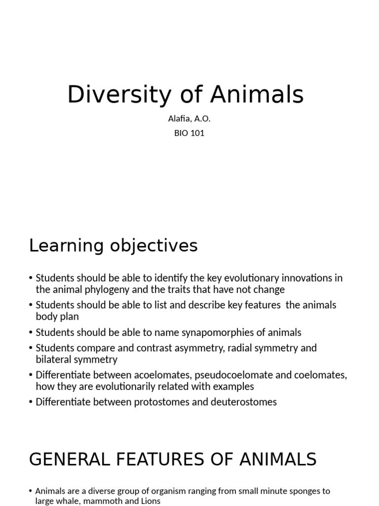 Animal Diversity and Evolutionary Trends | PDF | Biology