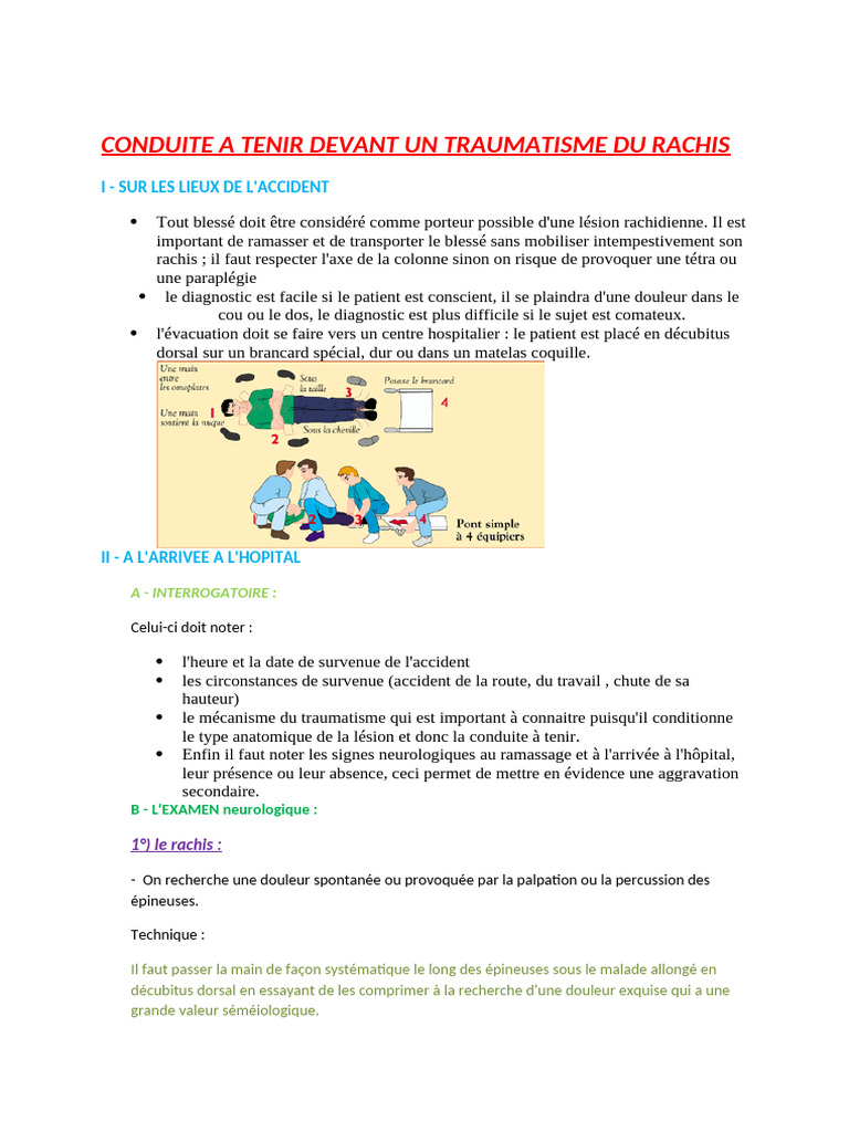 Gestion des traumatismes du rachis | PDF | Colonne vertébrale | Vertèbre