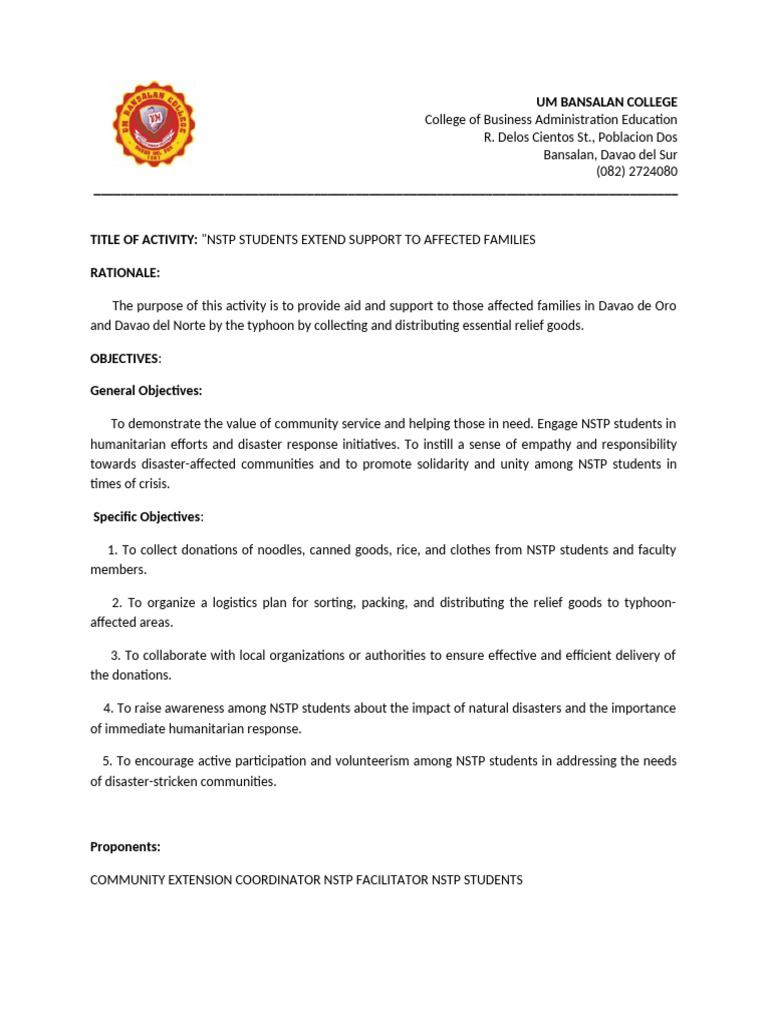 Activity Design | PDF | Humanitarian Aid | Disasters