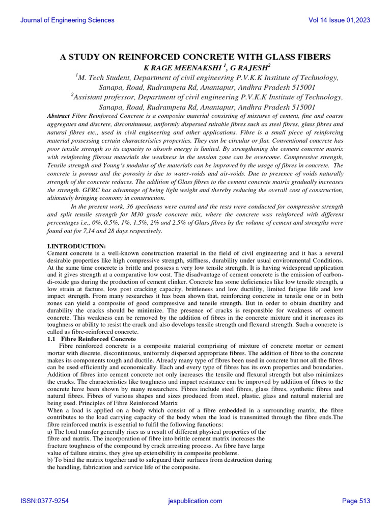 Glass Fiber Reinforced Concrete Study | PDF | Concrete | Composite Material