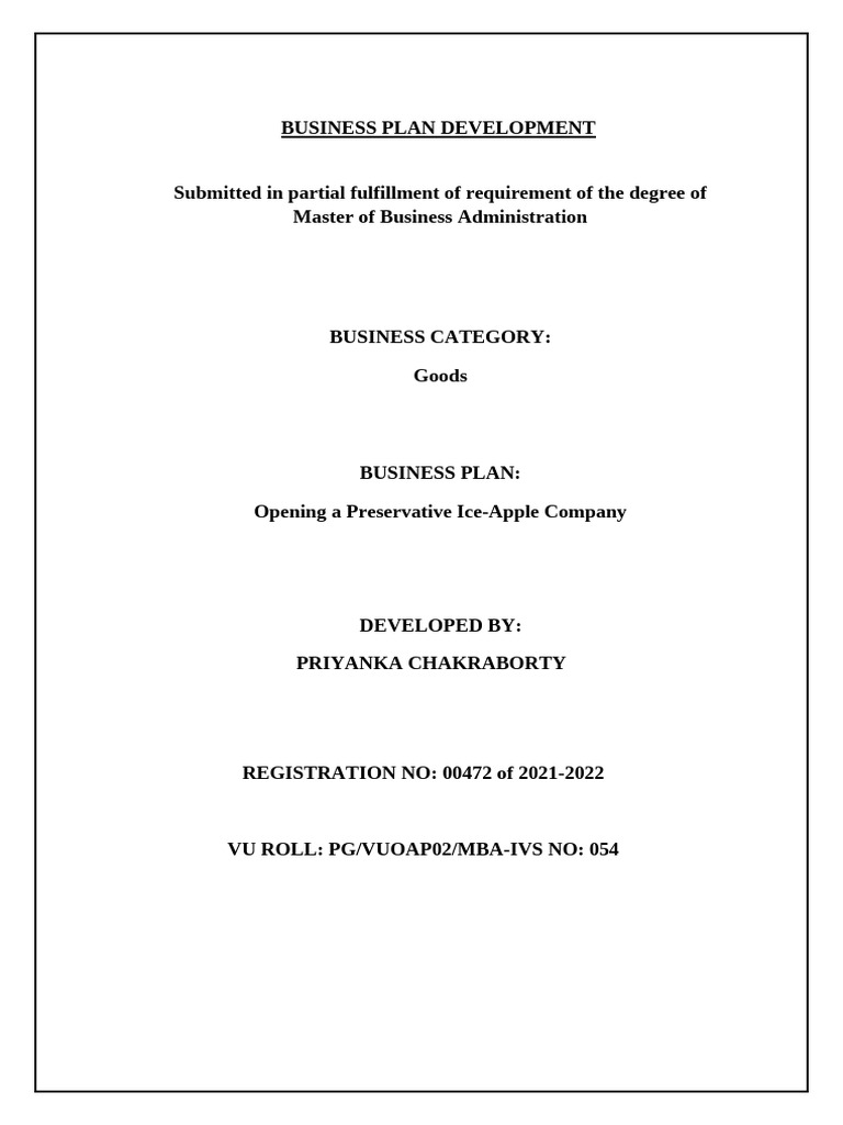 MBA Business Plan: Ice-Apple Company | PDF | Cash | Marketing