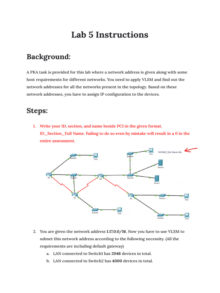 Lab 5 Instructions | PDF | Computer Network | Ip Address