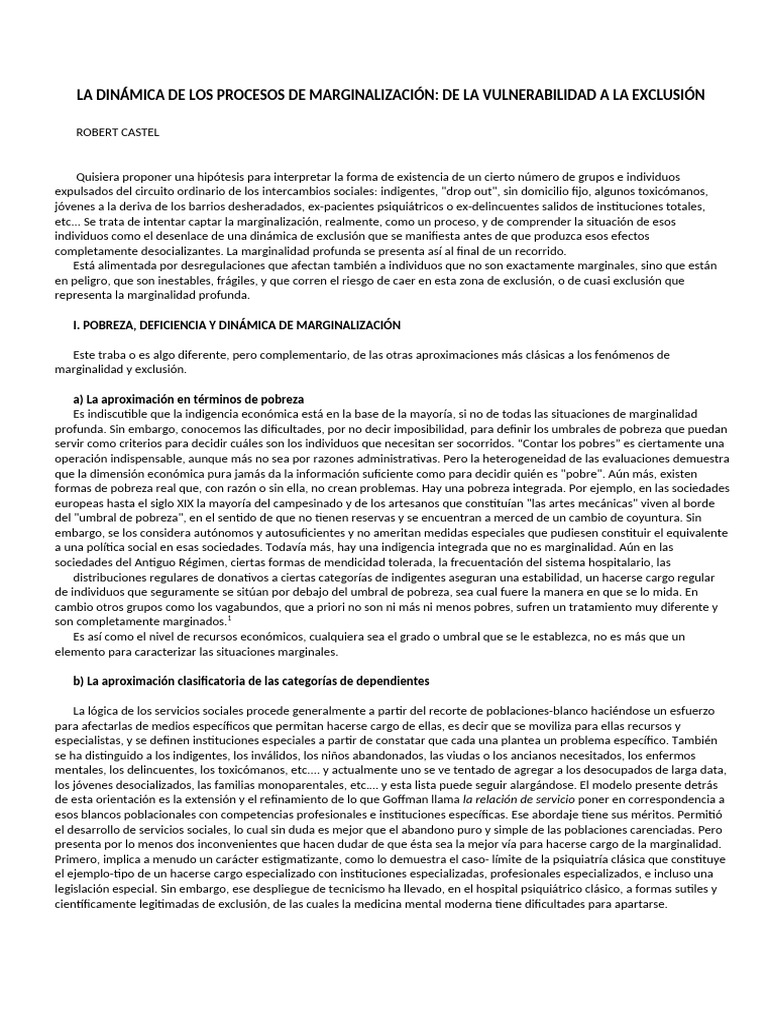 Dinámica de la Marginalización Social | PDF | Exclusión social | Pobreza