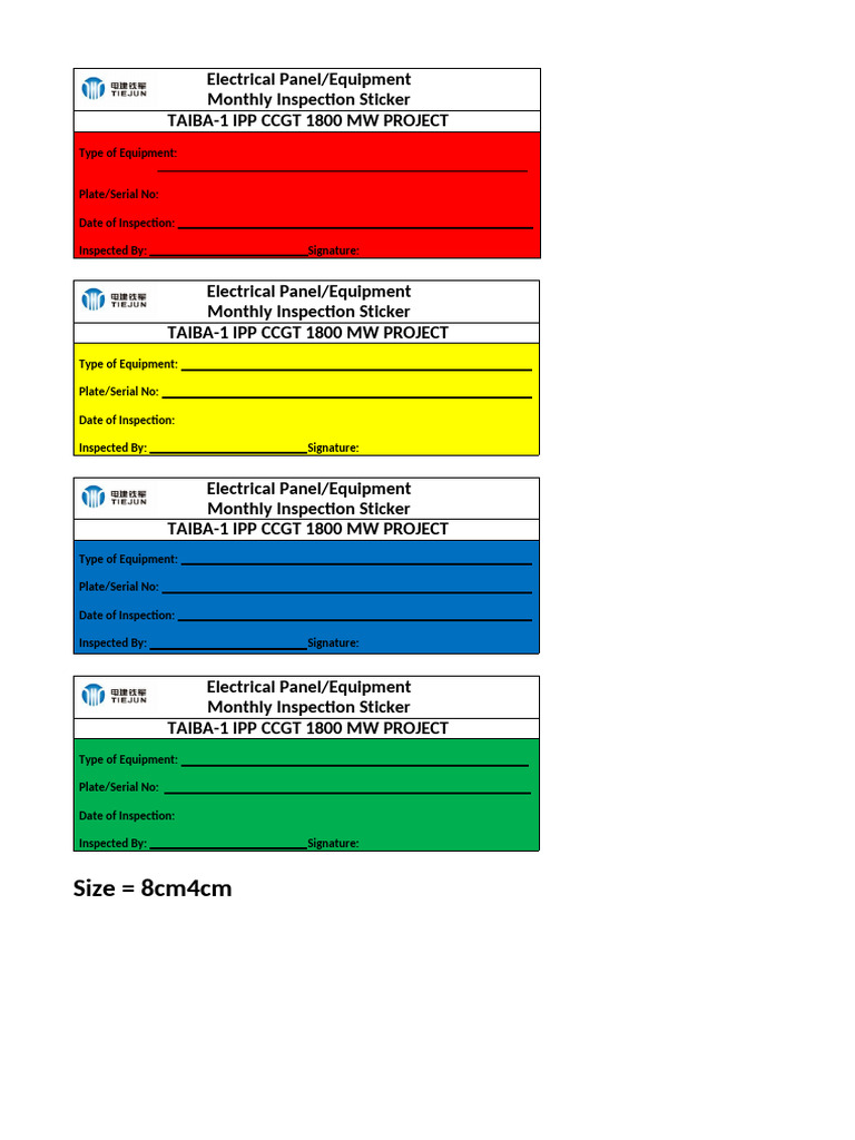 Monthly Electrical Inspection Sticker | PDF