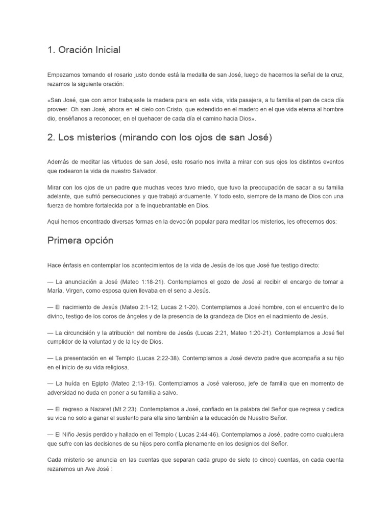 Rosario a San José: Oraciones y Misterios | PDF | María, madre de Jesús ...
