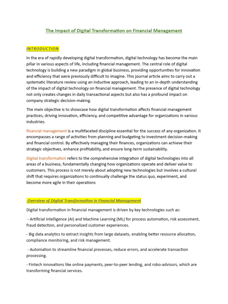 The Impact of Digital Transformation On Financial Management | PDF ...