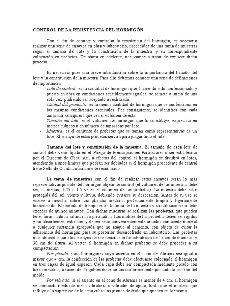 Control de Calidad Del Hormigón en Obra y Laboratorio | PDF | Cemento ...