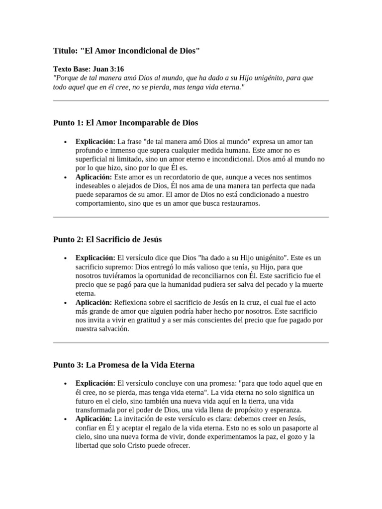 El Amor Incondicional de Dios | PDF | Vida eterna (cristianismo) | Amor