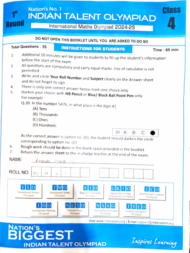 Class 2 Maths Olympiad Exam Guide | PDF | Triangle | Area