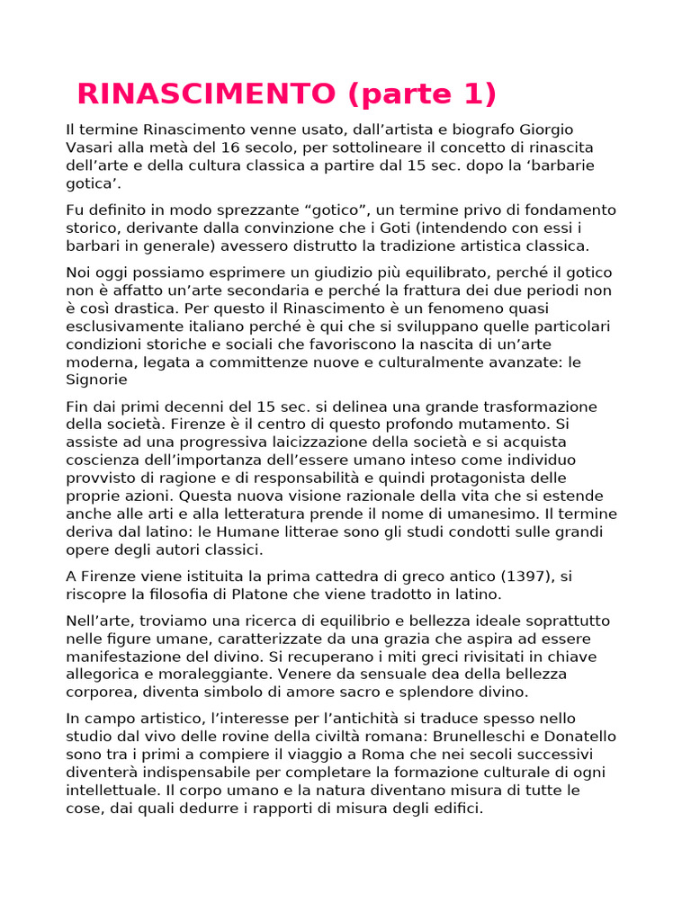 RINASCIMENTO Parte 1 | PDF