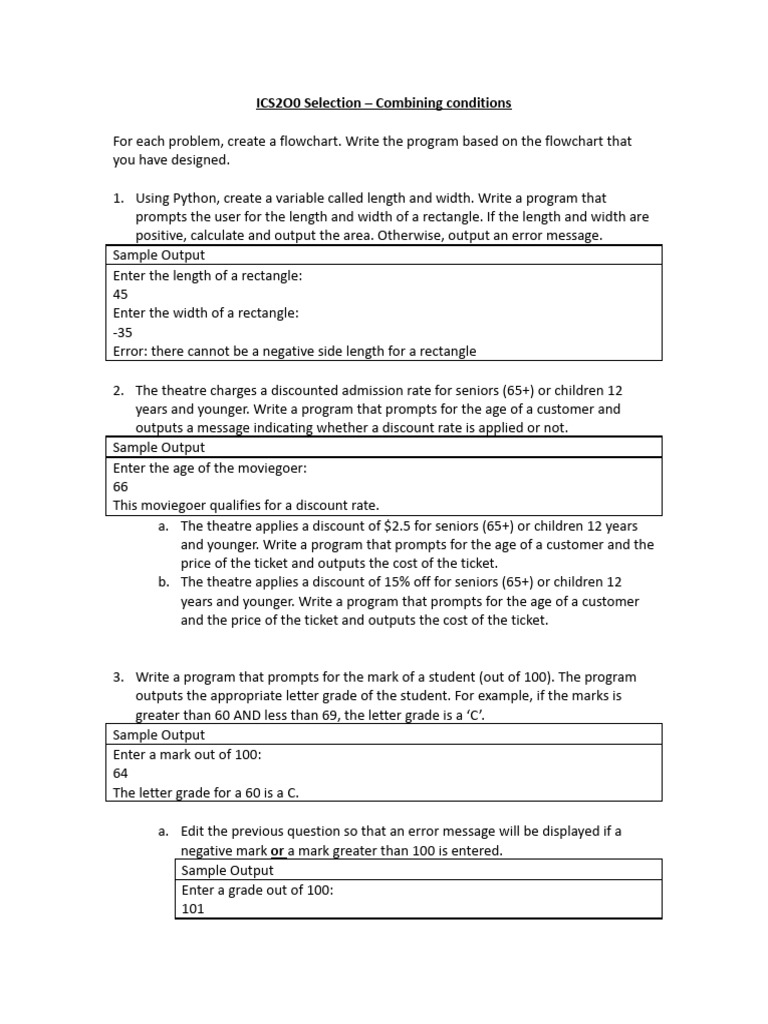 Exercise 4 - Boolean Operators.doc | PDF
