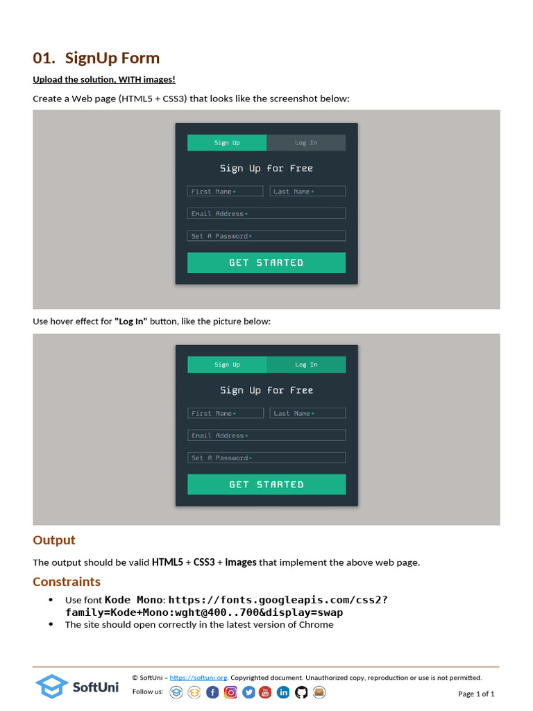 01.SignUp Form Description | PDF
