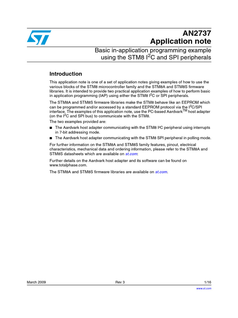 An2737 Basic Inapplication Programming Example Using The stm8 Ic and ...