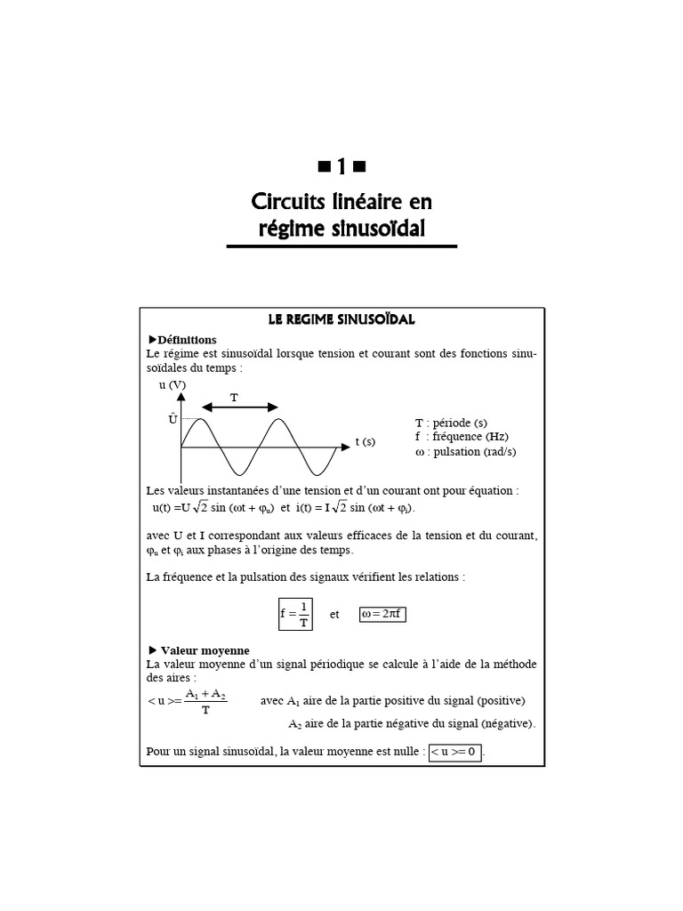 Circuits Sinusoïdaux : Concepts et Théorèmes | PDF | Impédance ...