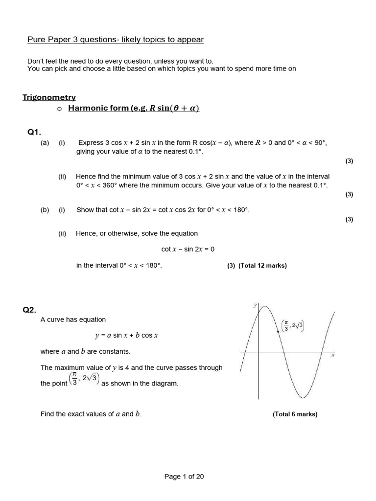 Likely Pure Topics Paper 3 Questions | PDF | Geometry | Combinatorics