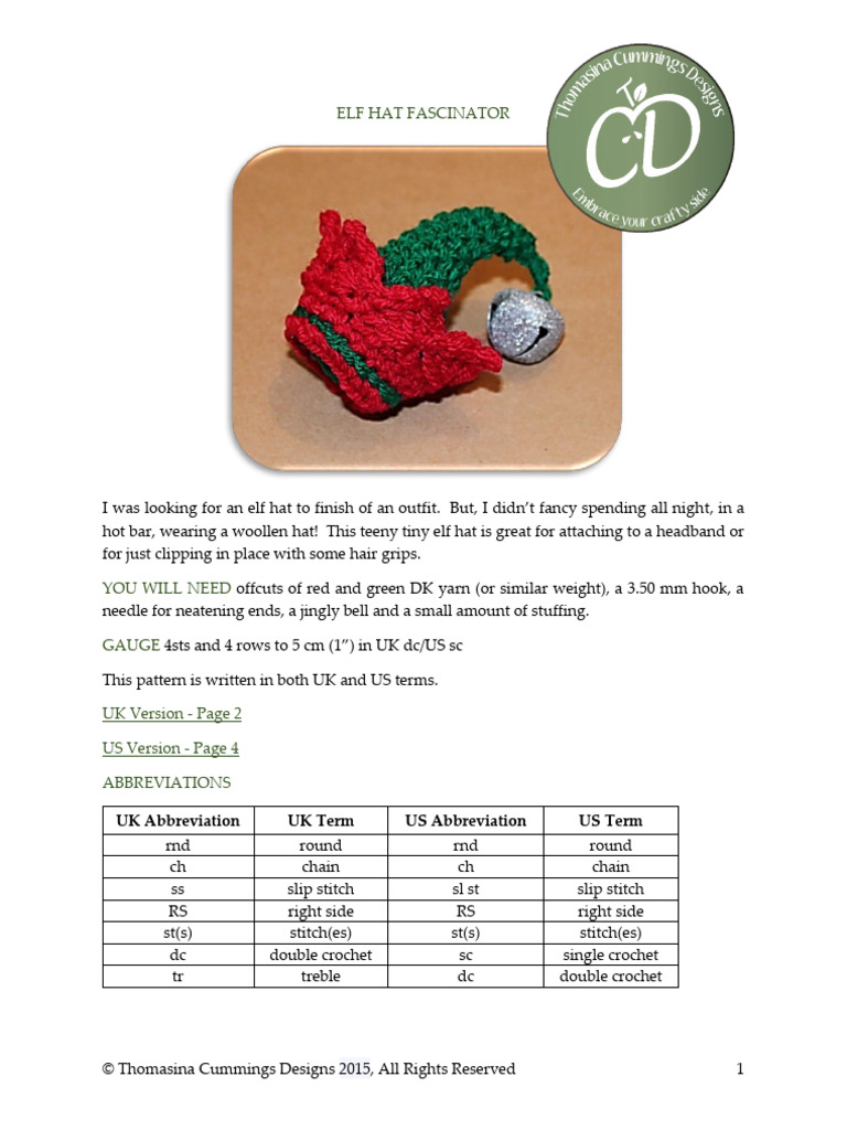 Mini_Elf_Hat_Fascinator_FINAL | PDF | Crochet | Needlework