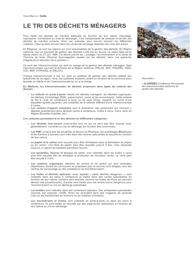 Gestion des déchets en Wallonie | PDF | Gestion des déchets | Recyclage
