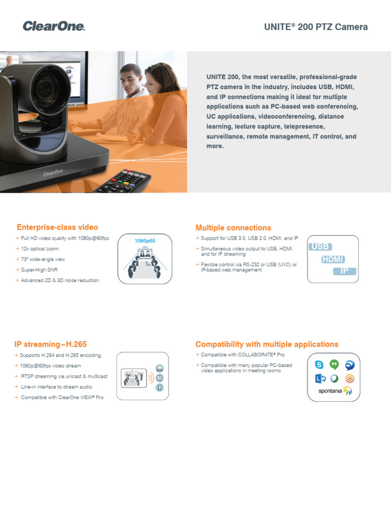 unite-200-ptz-camera | PDF | Streaming Media | Hdmi