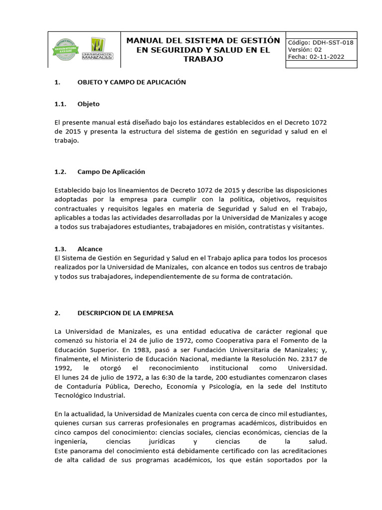 Manual Sst Universidad Manizales Pdf Pensamiento Universidad